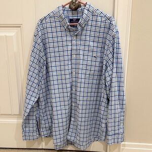 Vineyard Vines Blue and White Plaid Men's Shirt